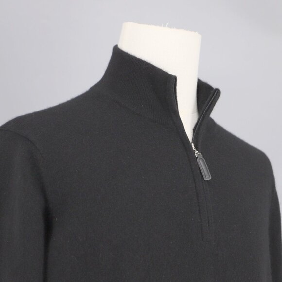 UNIQLO Men's 100% Cashmere Quarter Zip Mock Neck Sweater Black Size XL - Picture 3 of 6